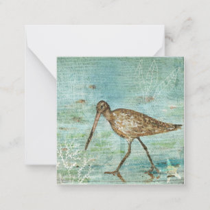 Painting Of Snipe Bird On Shore Card