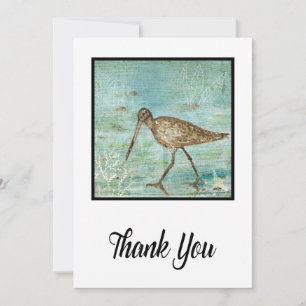 Painting Of Snipe Bird On Shore Thank You Card