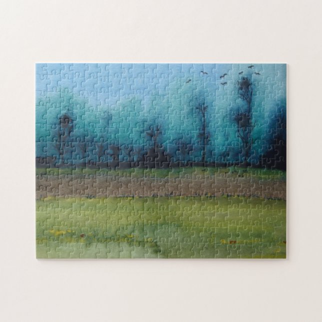 painting of spooky mystic woodland landscape  jigsaw puzzle (Horizontal)