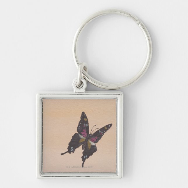 Painting of swallowtail butterfly key ring (Front)