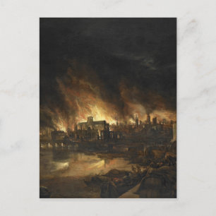 Painting of the Great Fire of London, 17th century Postcard