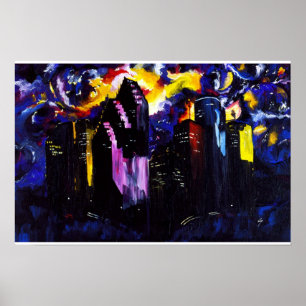 Painting of the Houston Skyline Poster