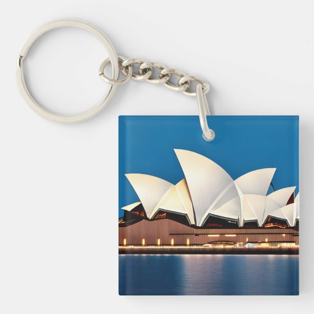 Painting of the Sydney Opera House Key Ring (Front)