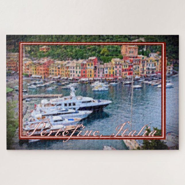 Painting of the Yachts of Portofino Italy - 20x30 Jigsaw Puzzle (Horizontal)