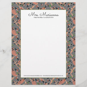 Painting of Toucans and Greenery Bird Pattern Custom Letterhead