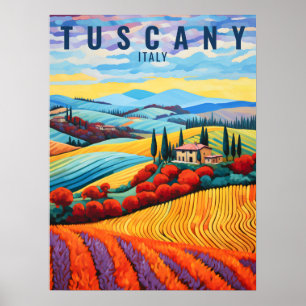 Painting of Tuscany in Autumn Italy Travel Art Poster