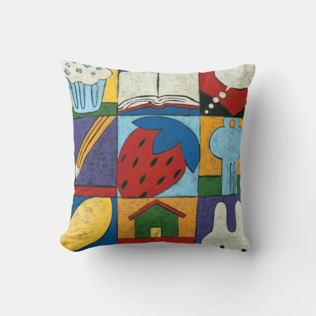 Painting of Various Objects by Chariklia Zarris Cushion (Front)