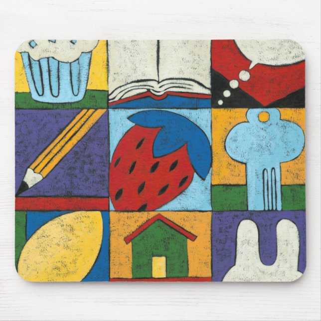 Painting of Various Objects by Chariklia Zarris Mouse Mat (Front)