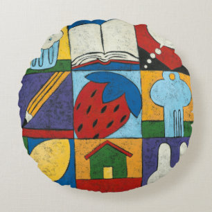 Painting of Various Objects by Chariklia Zarris Round Cushion