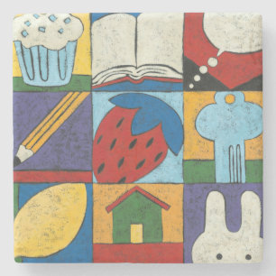 Painting of Various Objects by Chariklia Zarris Stone Coaster