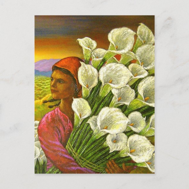 Painting Of Woman With Calla Lilies Postcard (Front)