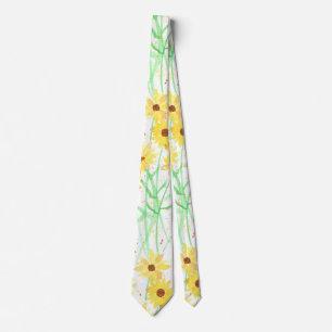 Painting of yellow echinacea flowers tie