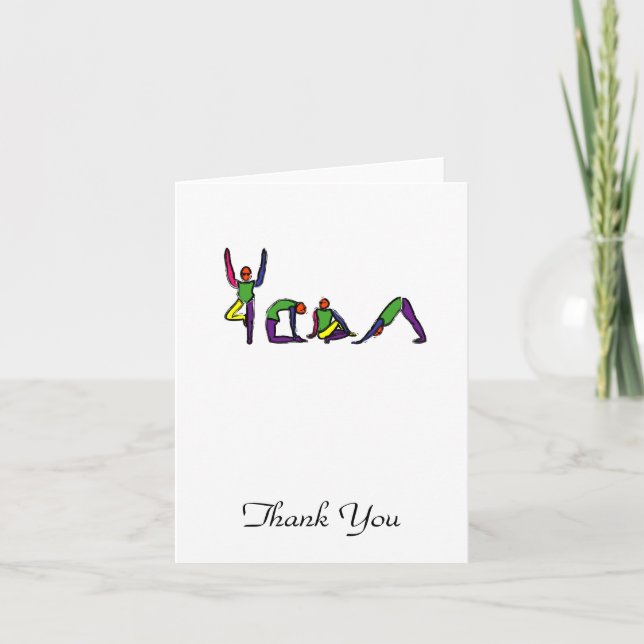 Painting of yoga poses spelling YOGA. Thank You Card (Front)