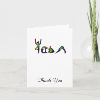 Painting of yoga poses spelling YOGA. Thank You Card