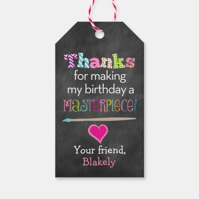 Painting or Art Birthday Party Favour Tag (Front)