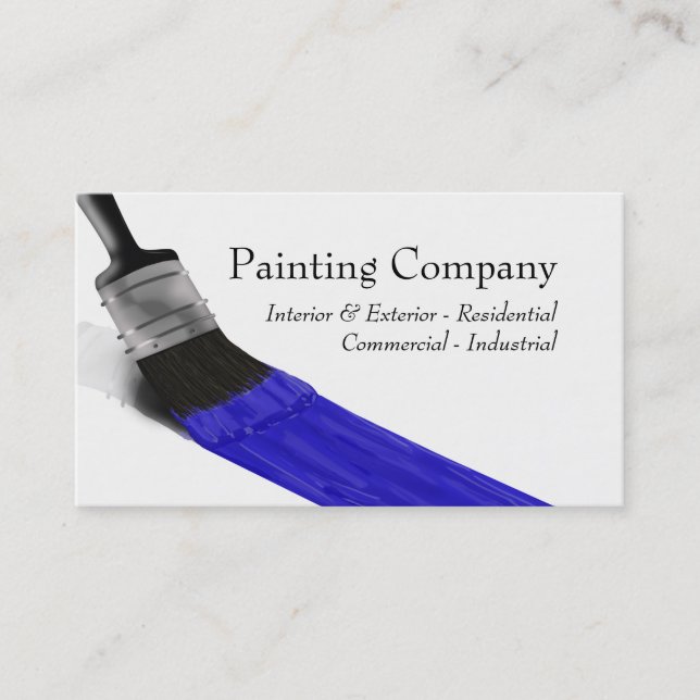 Painting Painter Service Company Brush Blue Business Card (Front)