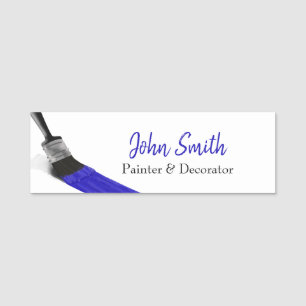 Painting Painter Service Company Brush Blue Name Tag