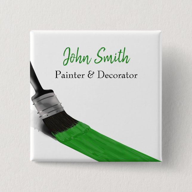 Painting Painter Service Company Brush Green 15 Cm Square Badge (Front)