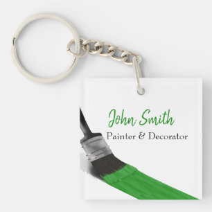 Painting Painter Service Company Brush Green Key Ring