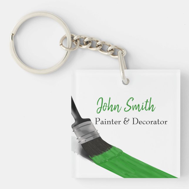 Painting Painter Service Company Brush Green Key Ring (Front)