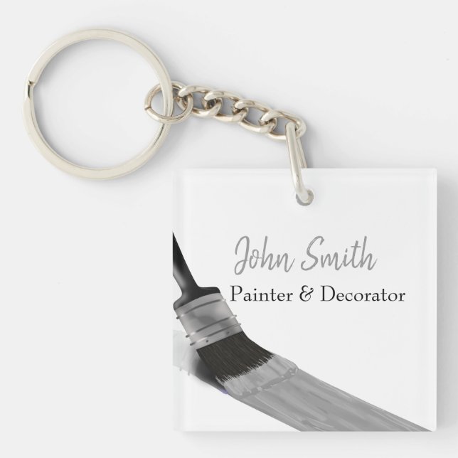 Painting Painter Service Company Brush Grey Key Ring (Front)