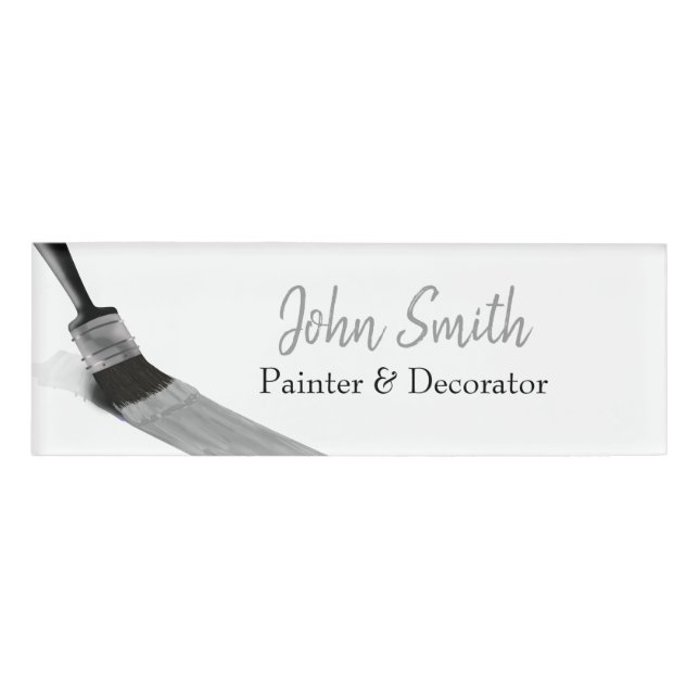 Painting Painter Service Company Brush Grey Name Tag (Front)