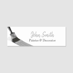 Painting Painter Service Company Brush Grey Name Tag