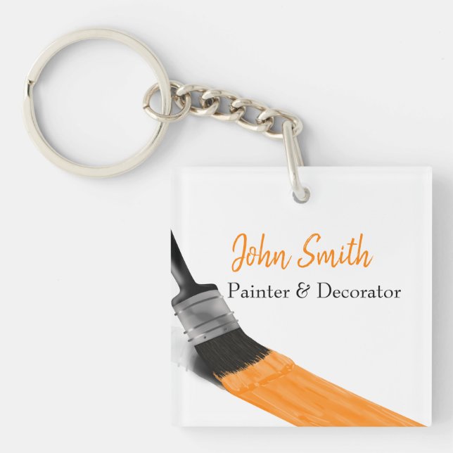 Painting Painter Service Company Brush Orange Key Ring (Front)