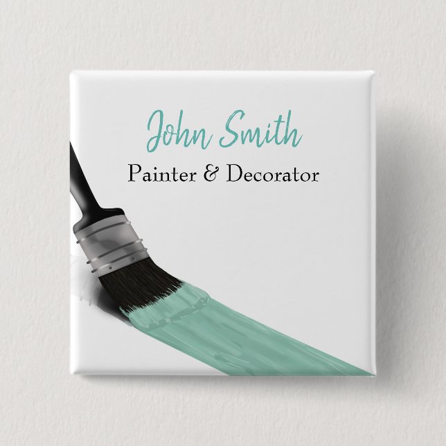 Painting Painter Service Company Brush Pastel Mint 15 Cm Square Badge (Front)