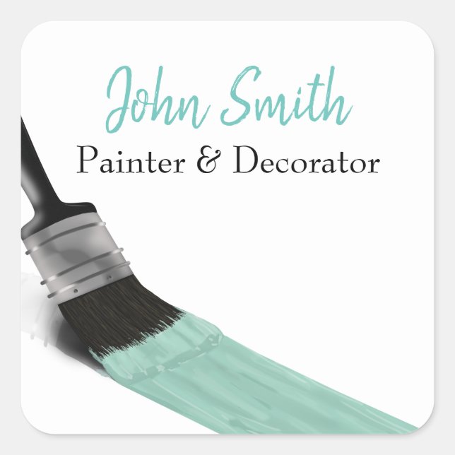 Painting Painter Service Company Brush Pastel Mint Square Sticker (Front)