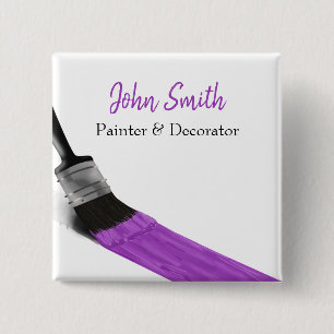 Painting Painter Service Company Brush Purple 15 Cm Square Badge
