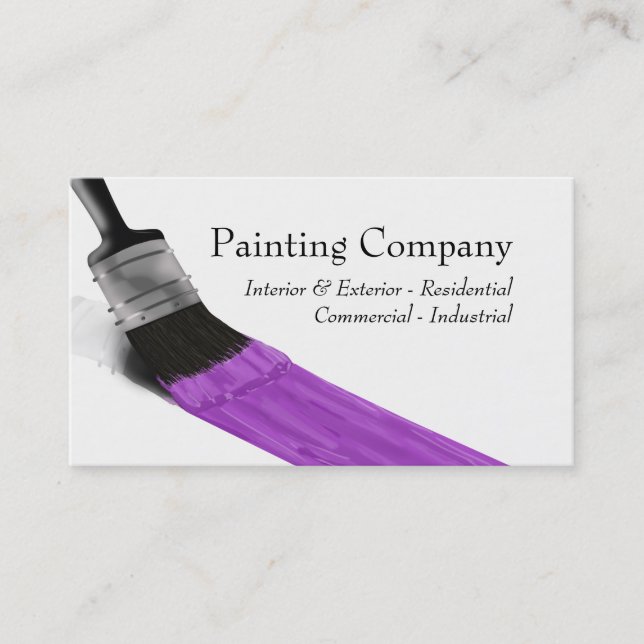 Painting Painter Service Company Brush Purple Business Card (Front)