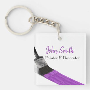 Painting Painter Service Company Brush Purple Key Ring