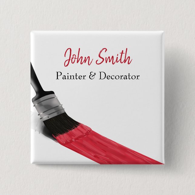 Painting Painter Service Company Brush Red 15 Cm Square Badge (Front)