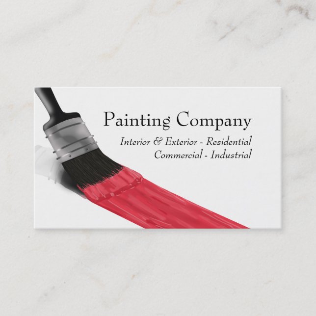 Painting Painter Service Company Brush Red Business Card (Front)