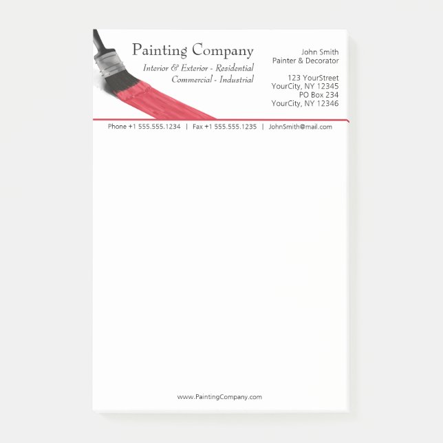 Painting Painter Service Company Brush Red Post-it Notes (Front)