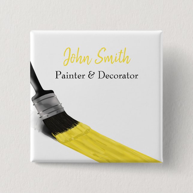 Painting Painter Service Company Brush Yellow 15 Cm Square Badge (Front)