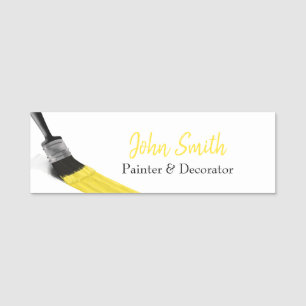 Painting Painter Service Company Brush Yellow Name Tag