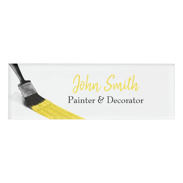 Painting Painter Service Company Brush Yellow Name Tag (Front)