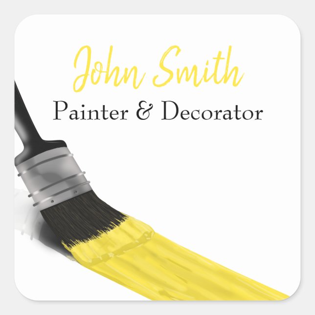 Painting Painter Service Company Brush Yellow Square Sticker (Front)