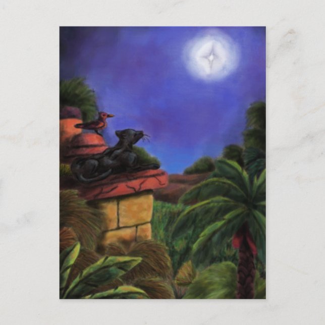 painting panther bird jungle temple christmas star holiday postcard (Front)