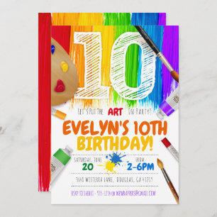 Painting Party Invitation, Art Birthday Party - 10 Invitation