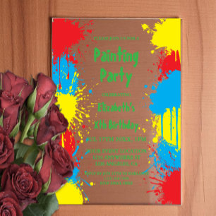 Painting Party Kids Birthday Acrylic Invitations