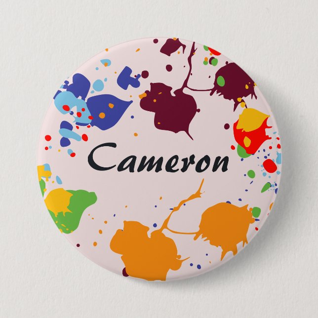 Painting  Party Name Colourful Splashes 7.5 Cm Round Badge (Front)