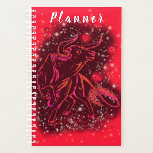 Painting Planner Red Bull Running In Starry Night (Front)