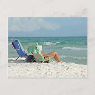 Painting Print Relaxing On The Beach Postcard
