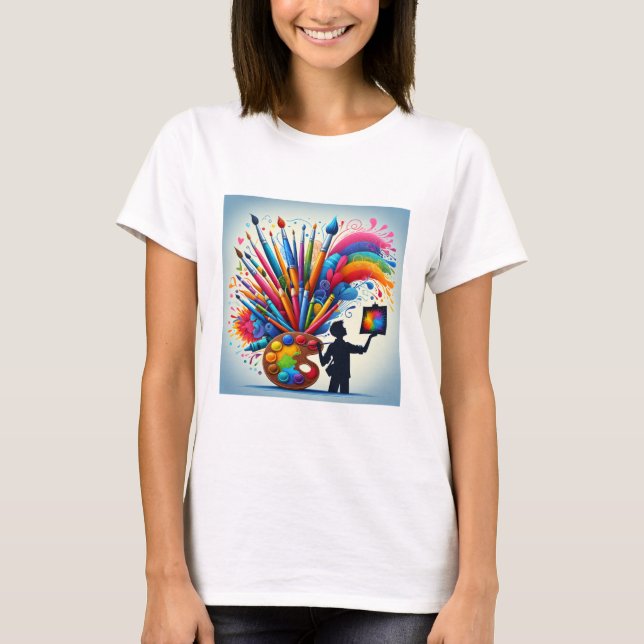 Painting rainbow colourful tshirt (Front)