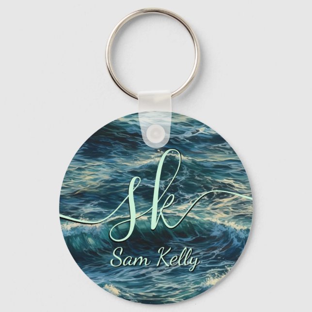 Painting Sea Surges Personalised Keychain (Front)