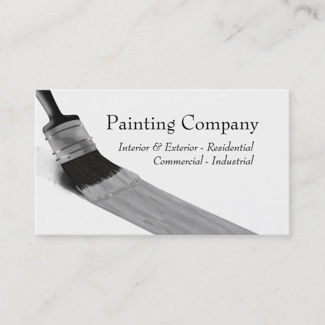 Painting Service Company Brush Grey Business Card (Front)