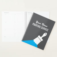 Painting service planner book with paintbrush logo